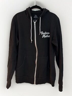 Badass Motha Black Zip-Up Hoodie Size L